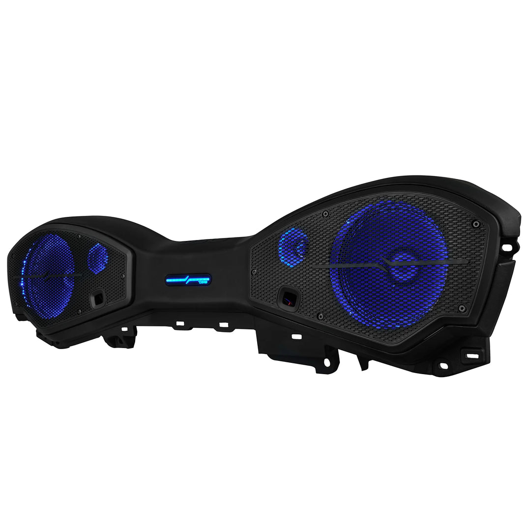 2024-up Jeep JL, JLU & JT - DS18 Black Fully Loaded Overhead Sound Bar Enclosure with Dynamic Led Lights - Includes 2 x 8" Midbass Speakers, 2 x Bullet Tweeters