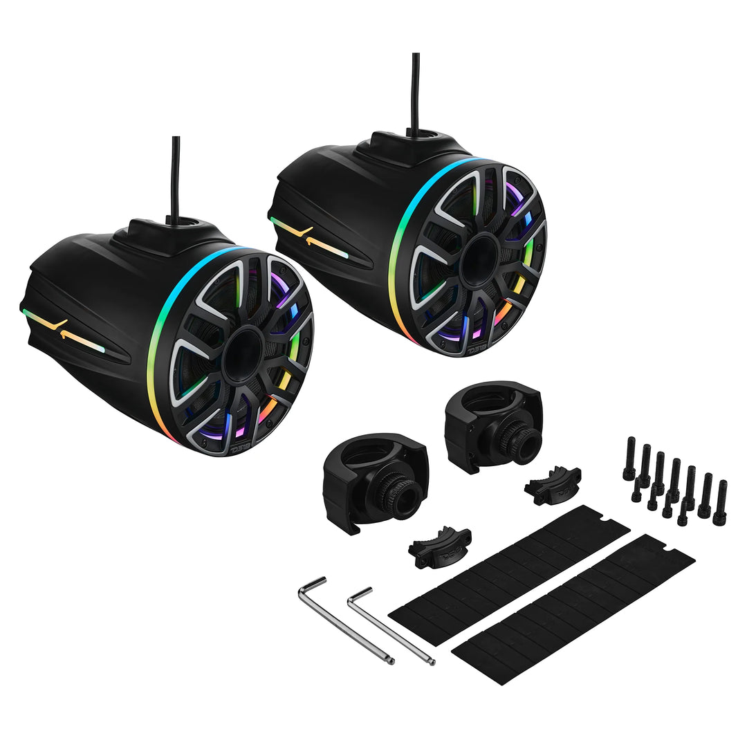 DS18 NVY-M8DTP 8" Tower Speaker Pods with LEDs - 200 Watts Rms 4-ohm
