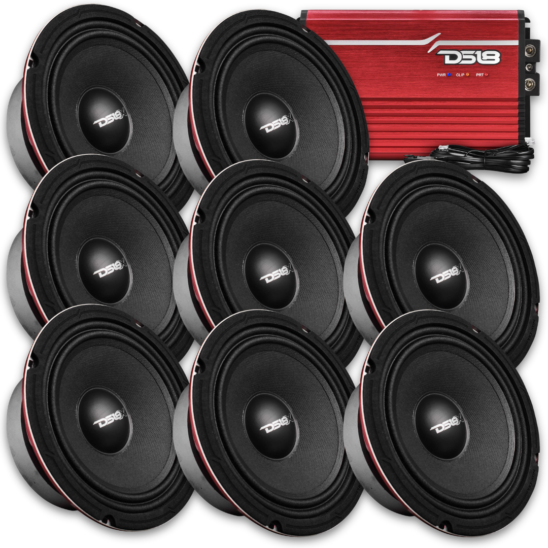 DS18 Package Deal - 8x PRO-X6M 6.5" Mid-Range Loudspeakers + 1x FRP-2.5K 1-Channel Amplifier
