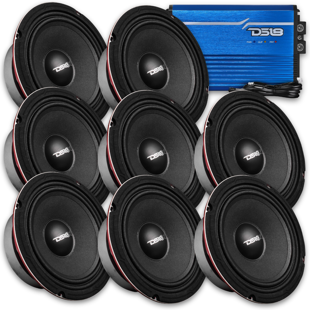 DS18 Package Deal - 8x PRO-X6M 6.5" Mid-Range Loudspeakers + 1x FRP-2.5K 1-Channel Amplifier