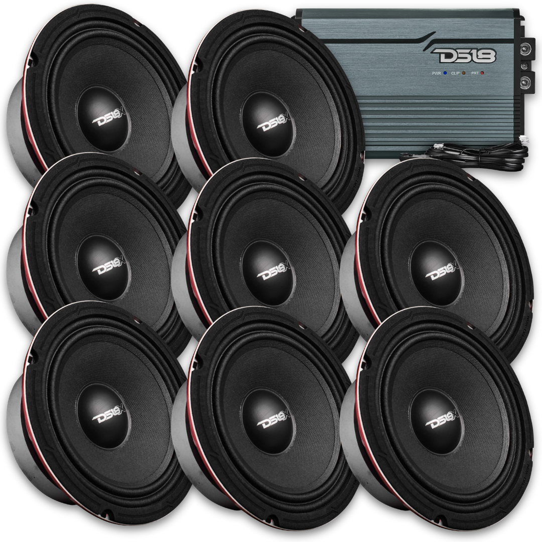 DS18 Package Deal - 8x PRO-X6M 6.5" Mid-Range Loudspeakers + 1x FRP-2.5K 1-Channel Amplifier