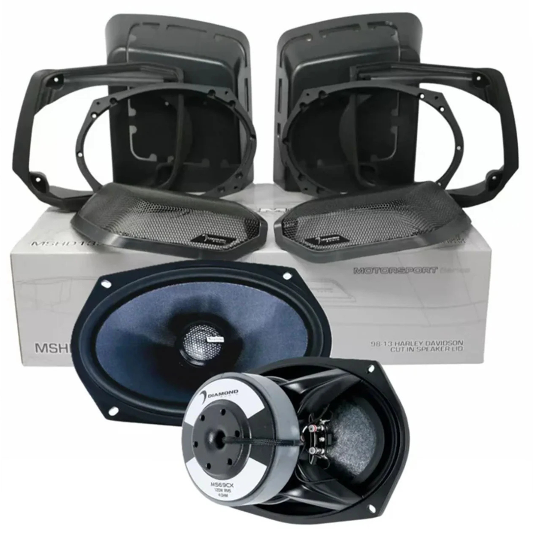 Diamond Audio Cut-In Lid Kit with MS694CX2 6x9" Coaxial Speakers - Fits 1998-2013 Harley Davidson