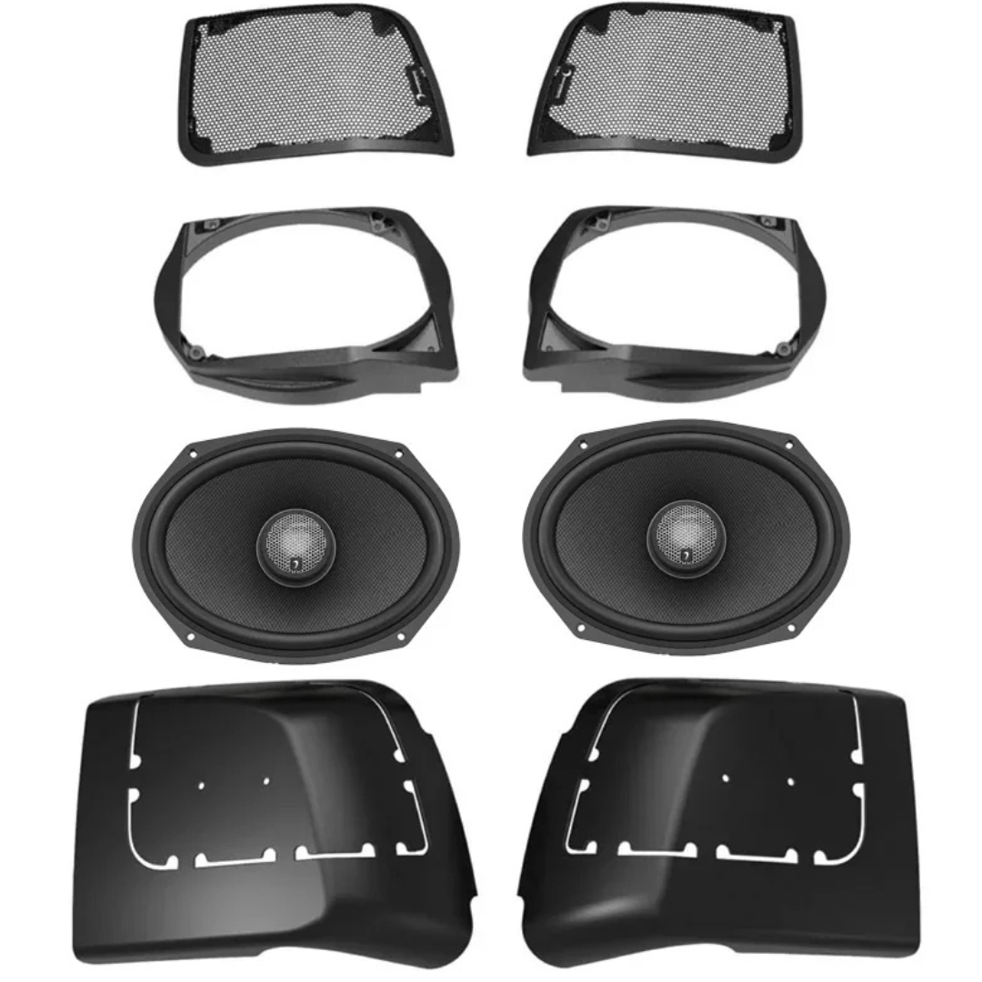 Diamond Audio Cut-In Lid Kit with HXM69F4BK 6x9" Coaxial Speakers - Fits 2014-2023 Harley Davidson