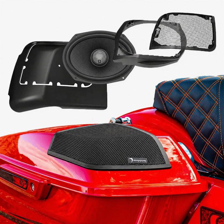 Diamond Audio Cut-In Lid Kit with HXM69F4BK 6x9" Coaxial Speakers - Fits 2014-2023 Harley Davidson