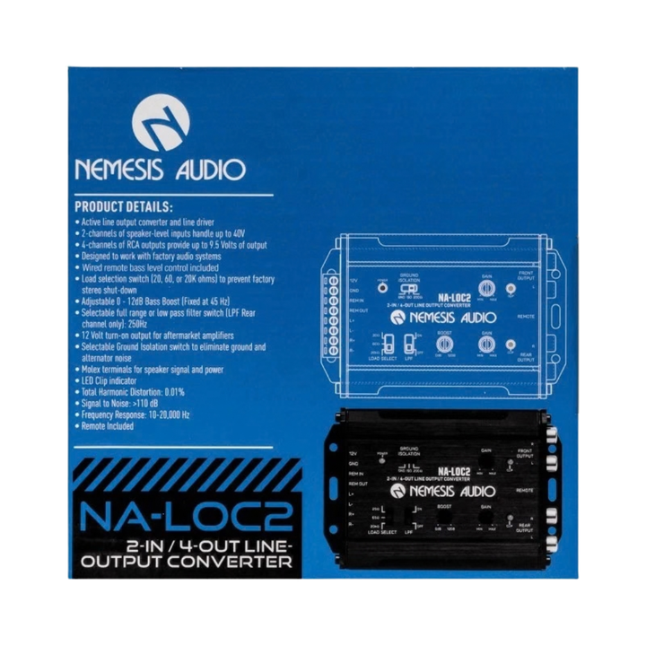Nemesis Audio NA-LOC2 2-Channel Active Line Output Converter with Auto Turn-on, Load Resistors and Wired Bass Knob