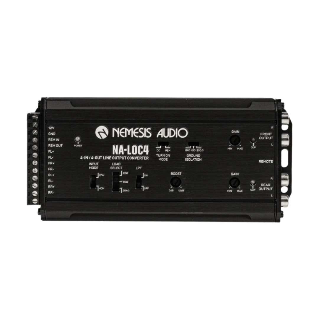 Nemesis Audio NA-LOC4 4-Channel Active Line Output Converter with Auto Turn-on, Load Resistors and Wired Bass Knob