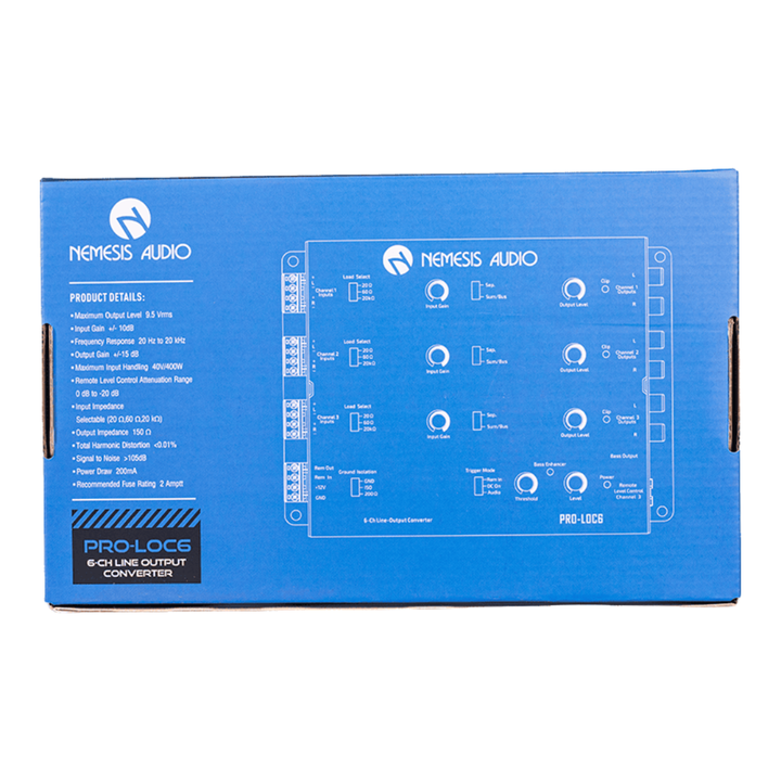 Nemesis Audio NA-LOC6 6-Channel Active Line Output Converter with Auto Turn-on, Load Resistors and Wired Bass Knob