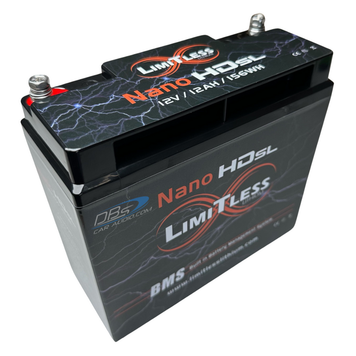 Limitless Lithium NSL-12AH Lithium Battery with Wire Adaptors and Maintainer for Motorcycles & Powersports - 2,500 - 3,000 Watts Rms | 12Ah