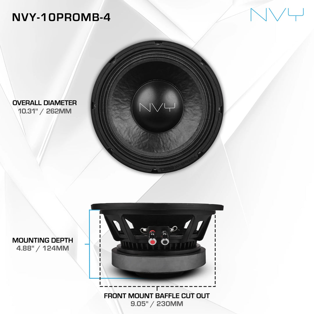 DS18 NVY-10PROMB-4 10" Marine Mid-Bass Loudspeaker - 500 Watts Rms 4-ohm