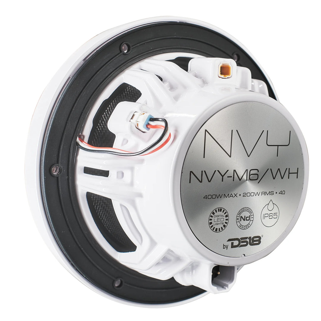 DS18 NVY 6.5” Neodymium Marine Speakers with LEDs - 200 Watts Rms 4-ohm