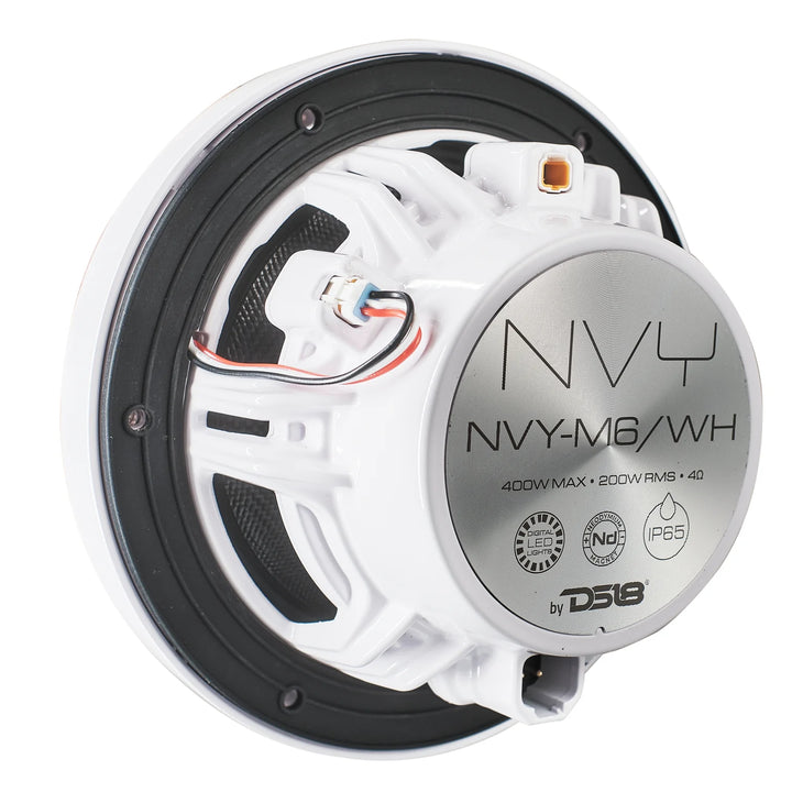 DS18 NVY 6.5” Neodymium Marine Speakers with LEDs - 200 Watts Rms 4-ohm