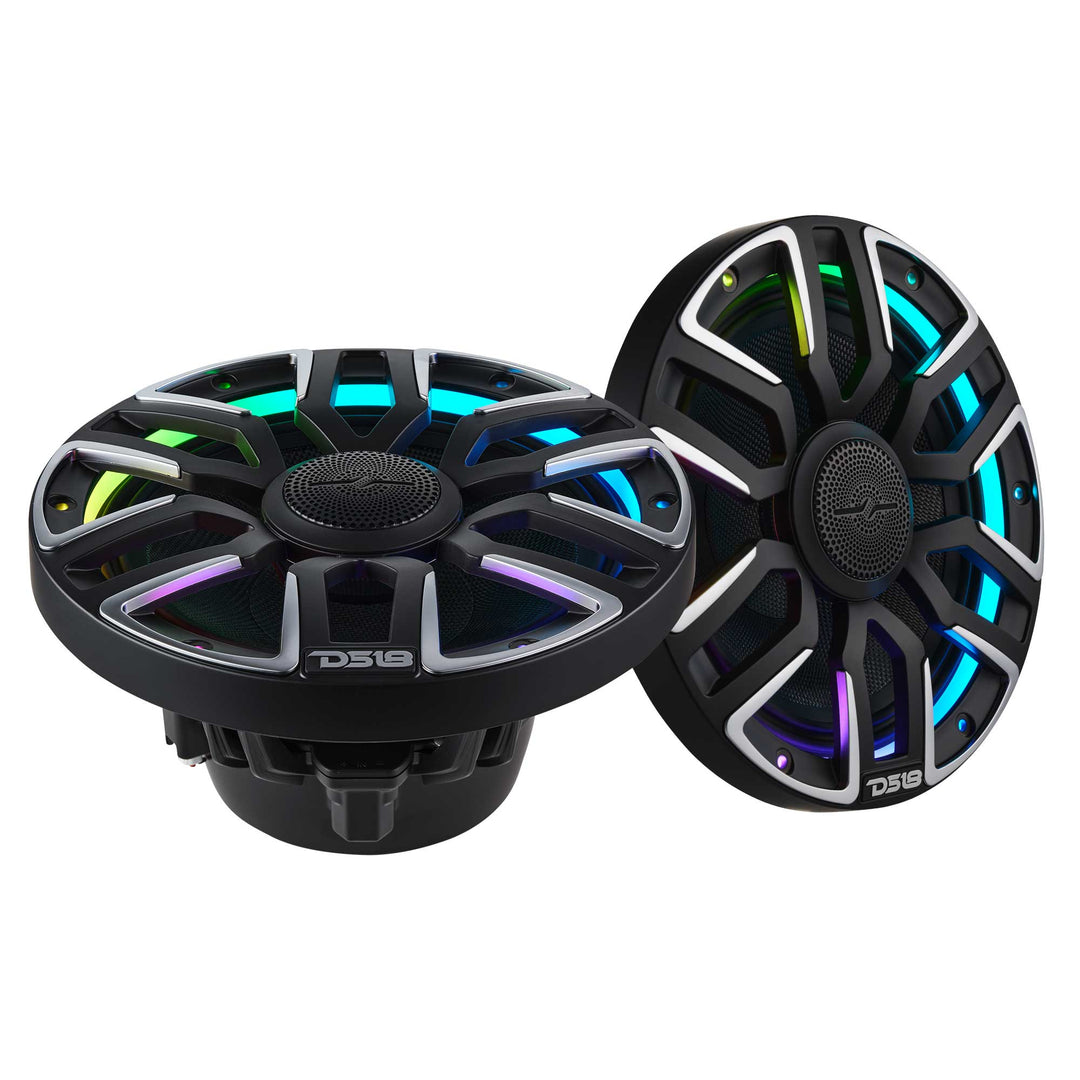 DS18 NVY 8” Neodymium Marine Speakers with LEDs - 200 Watts Rms 4-ohm