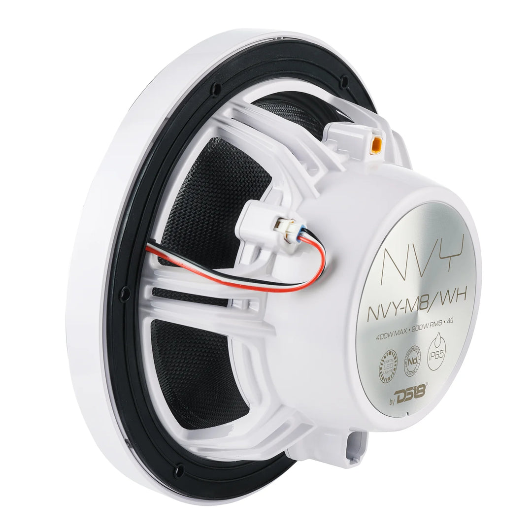 DS18 NVY 8” Neodymium Marine Speakers with LEDs - 200 Watts Rms 4-ohm