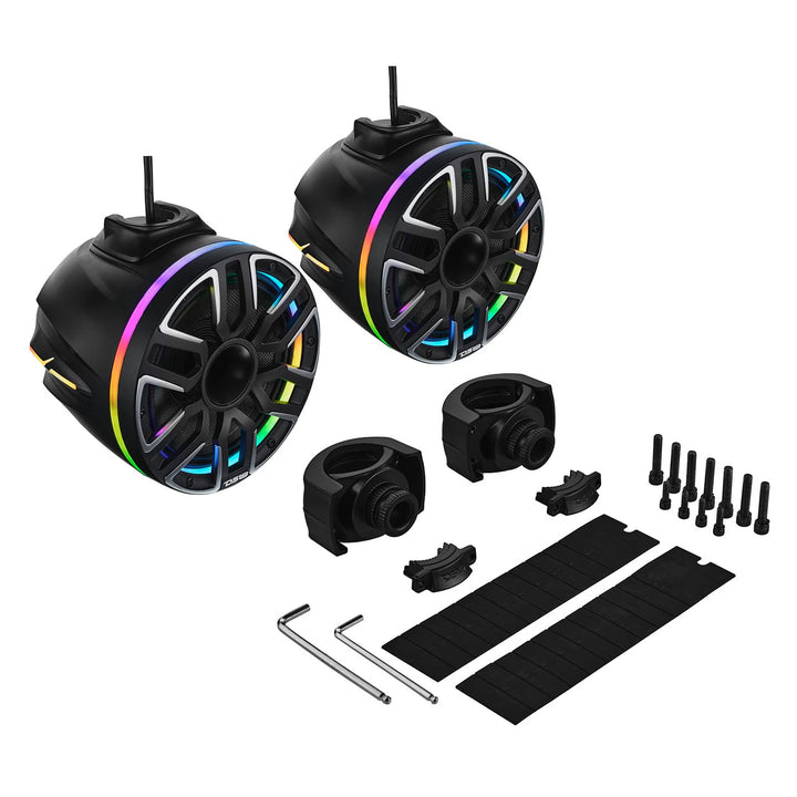 DS18 NVY-M8DTPS 8" Slim Tower Speaker Pods with LEDs - 200 Watts Rms 4-ohm