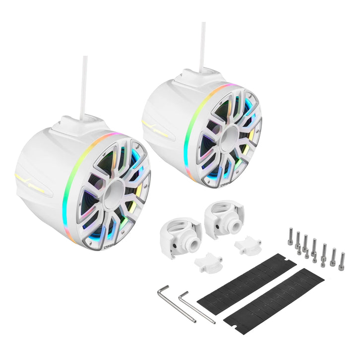 DS18 NVY-M8DTPS 8" Slim Tower Speaker Pods with LEDs - 200 Watts Rms 4-ohm