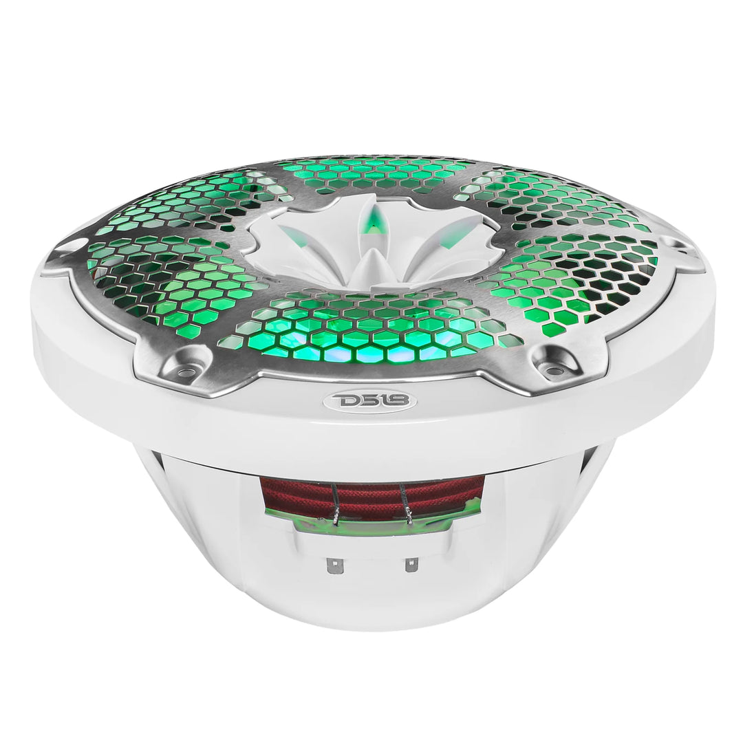 DS18 NXL-10M/WH Altavoces coaxiales marinos de 10" con tweeters integrados y luces LED RGB - 200 vatios Rms 4 ohmios