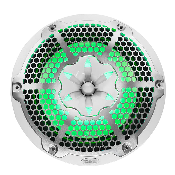 DS18 NXL-10M/WH Altavoces coaxiales marinos de 10" con tweeters integrados y luces LED RGB - 200 vatios Rms 4 ohmios