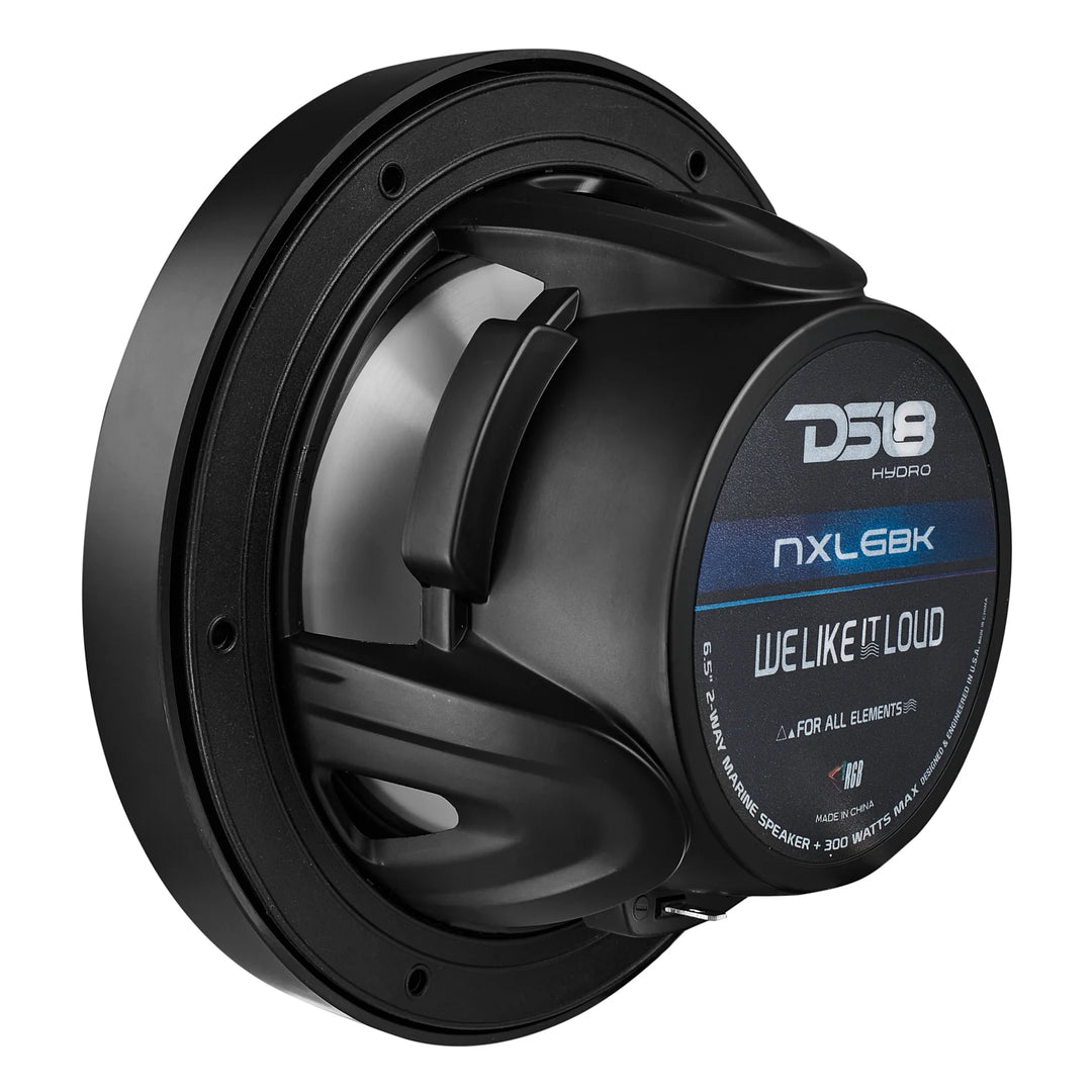 DS18 NXL-6/BK 6.5" 2-Way Marine Speakers with LEDs - 100 Watts Rms 4-ohm