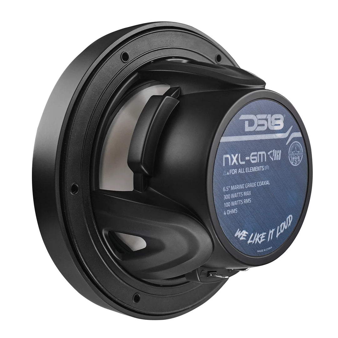 DS18 NXL-6M/BK 6.5" 2-Way Marine Speakers with LEDs - 100 Watts Rms 4-ohm
