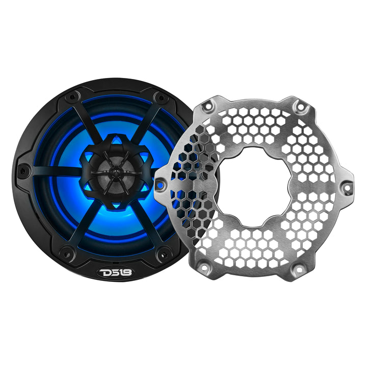DS18 NXL-6M/BK 6.5" 2-Way Marine Speakers with LEDs - 100 Watts Rms 4-ohm