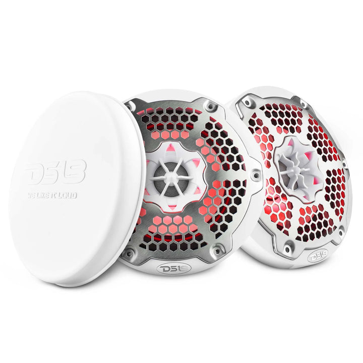 DS18 NXL-6M/WH 6.5" 2-Way Marine Speakers with LEDs - 100 Watts Rms 4-ohm