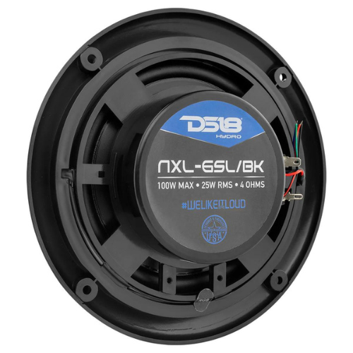DS18 NXL-6SL/BK 6.5" Marine Coaxial Speakers with Built-in Tweeters and RGB LED Lights - 25 Watts Rms 4-ohm