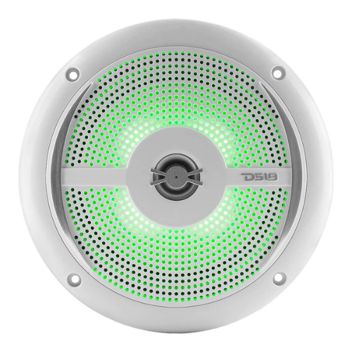 DS18 NXL-6SL/WH 6.5" Marine Coaxial Speakers with Built-in Tweeters and RGB LED Lights - 25 Watts Rms 4-ohm