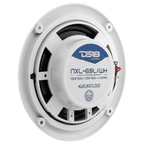 Altavoces coaxiales marinos DS18 NXL-6SL/WH de 6,5" con tweeters integrados y luces LED RGB - 25 vatios Rms 4 ohmios