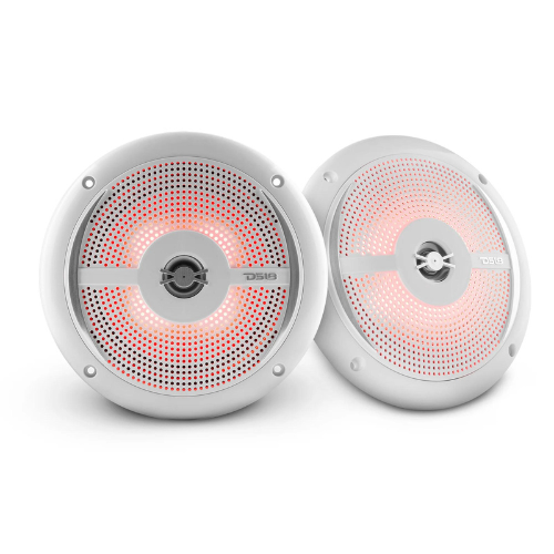 DS18 NXL-6SL/WH 6.5" Marine Coaxial Speakers with Built-in Tweeters and RGB LED Lights - 25 Watts Rms 4-ohm