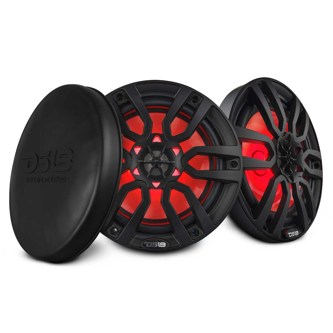 DS18 NXL-8/BK 8" 2-Way Marine Speakers with LEDs - 125 Watts Rms 4-ohm
