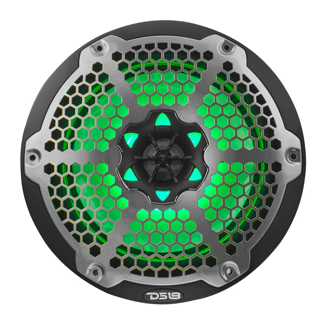 DS18 NXL-8M/BK 8" 2-Way Marine Speakers with LEDs - 125 Watts Rms 4-ohm