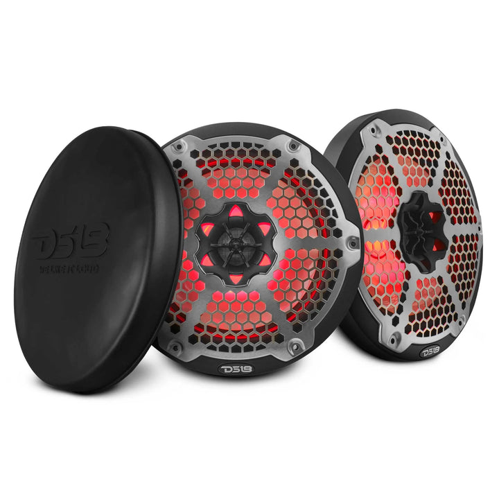 DS18 NXL-8M/BK 8" 2-Way Marine Speakers with LEDs - 125 Watts Rms 4-ohm
