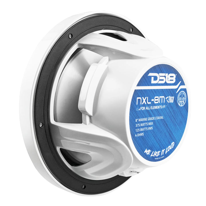 DS18 NXL-8M/WH 8" 2-Way Marine Speakers with LEDs - 125 Watts Rms 4-ohm