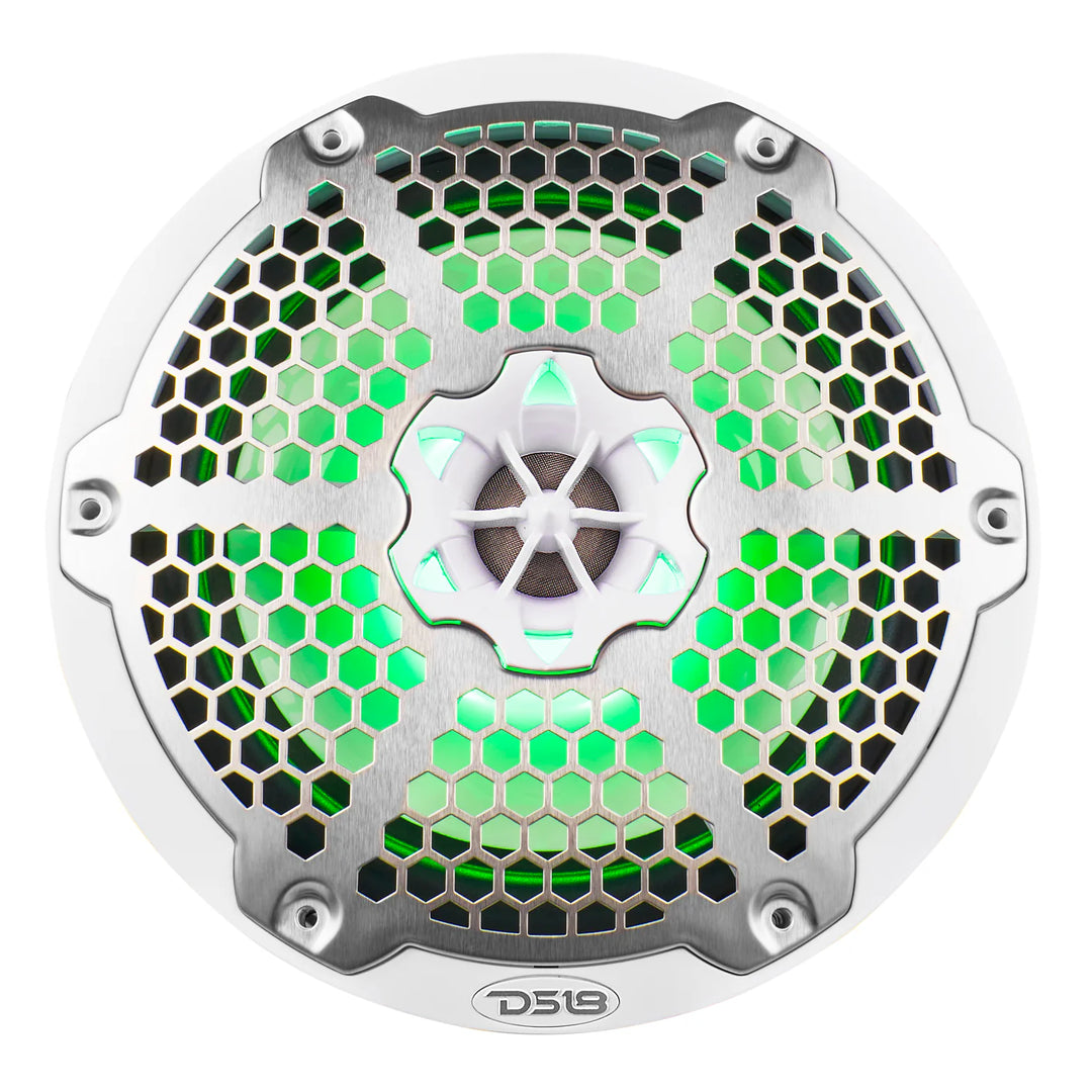 DS18 NXL-8M/WH 8" 2-Way Marine Speakers with LEDs - 125 Watts Rms 4-ohm