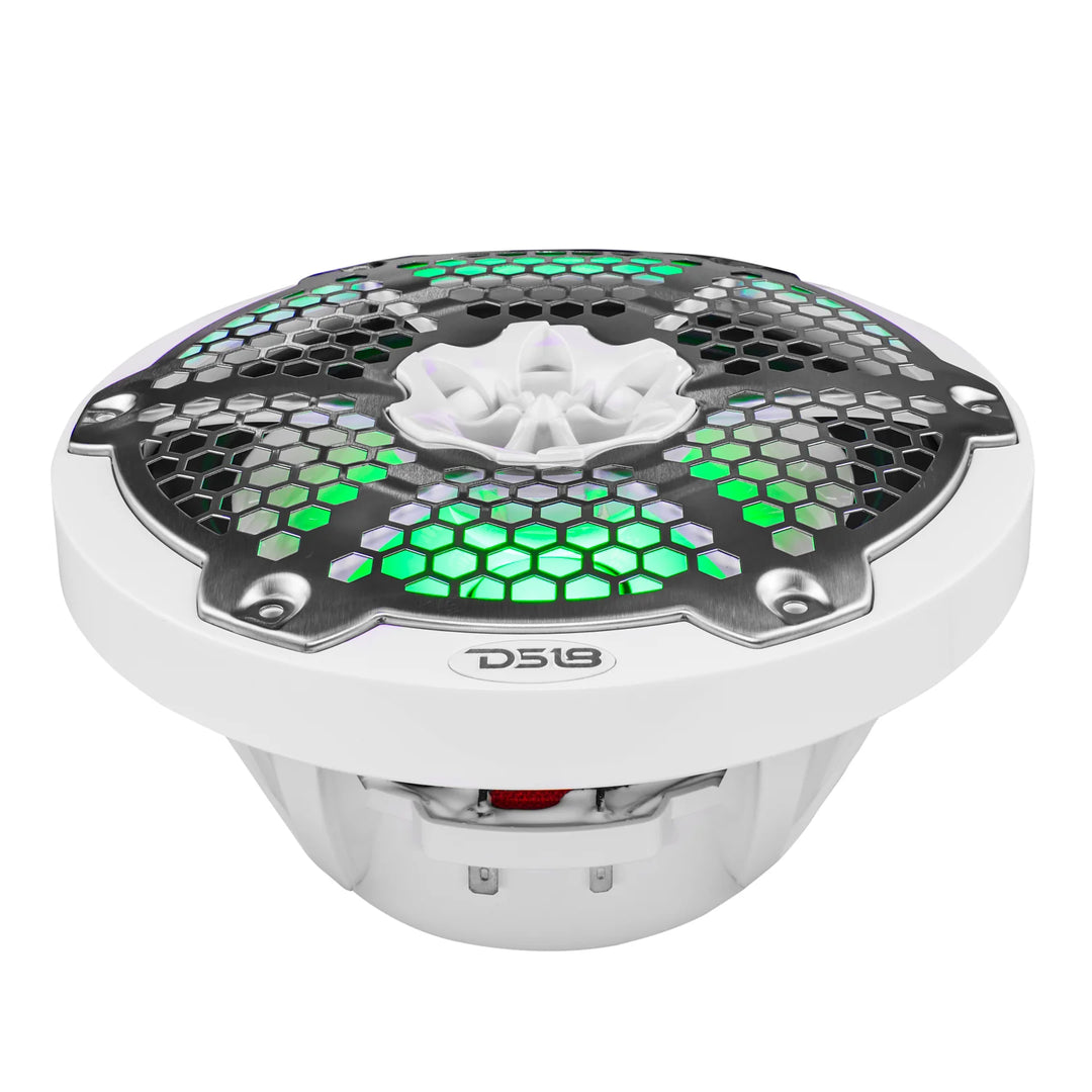 DS18 NXL-8M/WH 8" 2-Way Marine Speakers with LEDs - 125 Watts Rms 4-ohm
