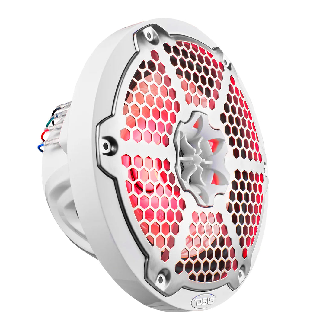 DS18 NXL-8M/WH 8" 2-Way Marine Speakers with LEDs - 125 Watts Rms 4-ohm