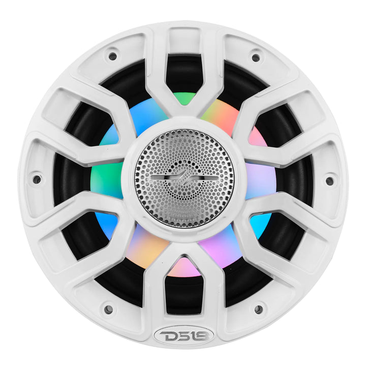 DS18 NXL-IQ6/WH 6.5" 2-Way Marine Coaxial Speakers with Integrated Dream RGB LED Lights - 150 Watts Rms 4-ohm