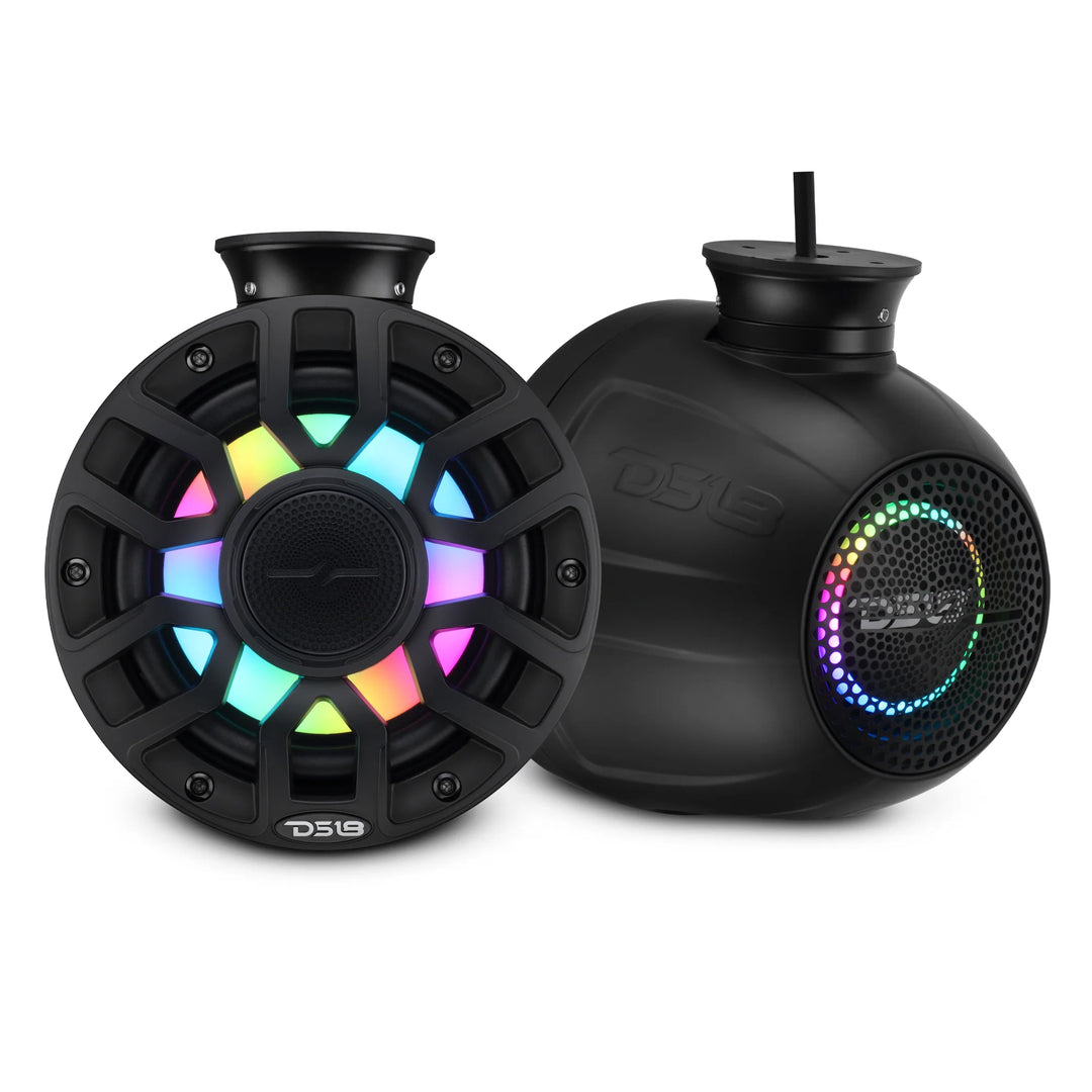 DS18 NXL-IQPS6/BK 6.5" Tower Speaker Pods with LEDs - 150 Watts Rms 4-ohm