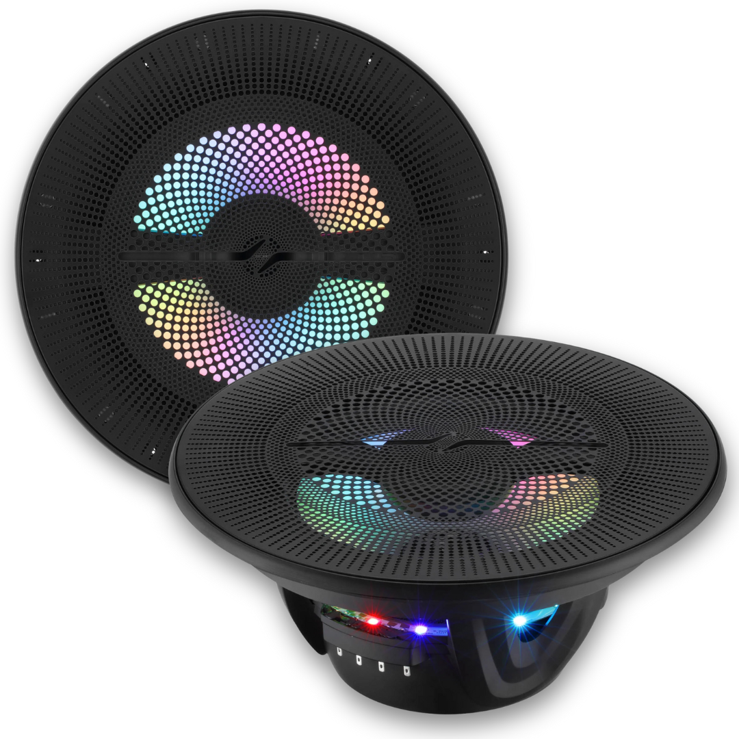 DS18 NXL-LXY8/BK 8" 2-Way Marine Speakers with LEDs - 175 Watts Rms 4-ohm