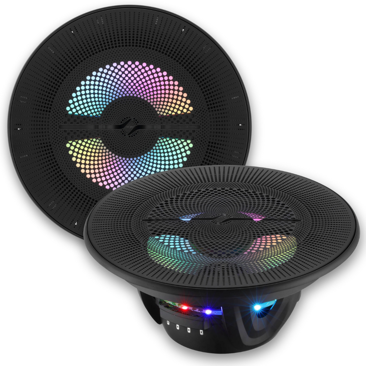 DS18 NXL-LXY8/BK 8" 2-Way Marine Speakers with LEDs - 175 Watts Rms 4-ohm