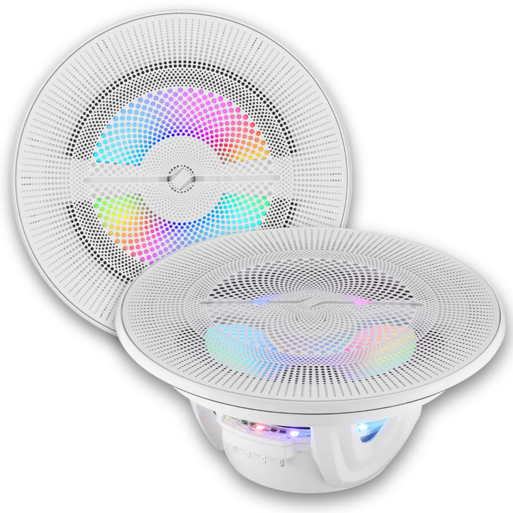 DS18 NXL-LXY8/WH 8" 2-Way Marine Speakers with LEDs - 175 Watts Rms 4-ohm