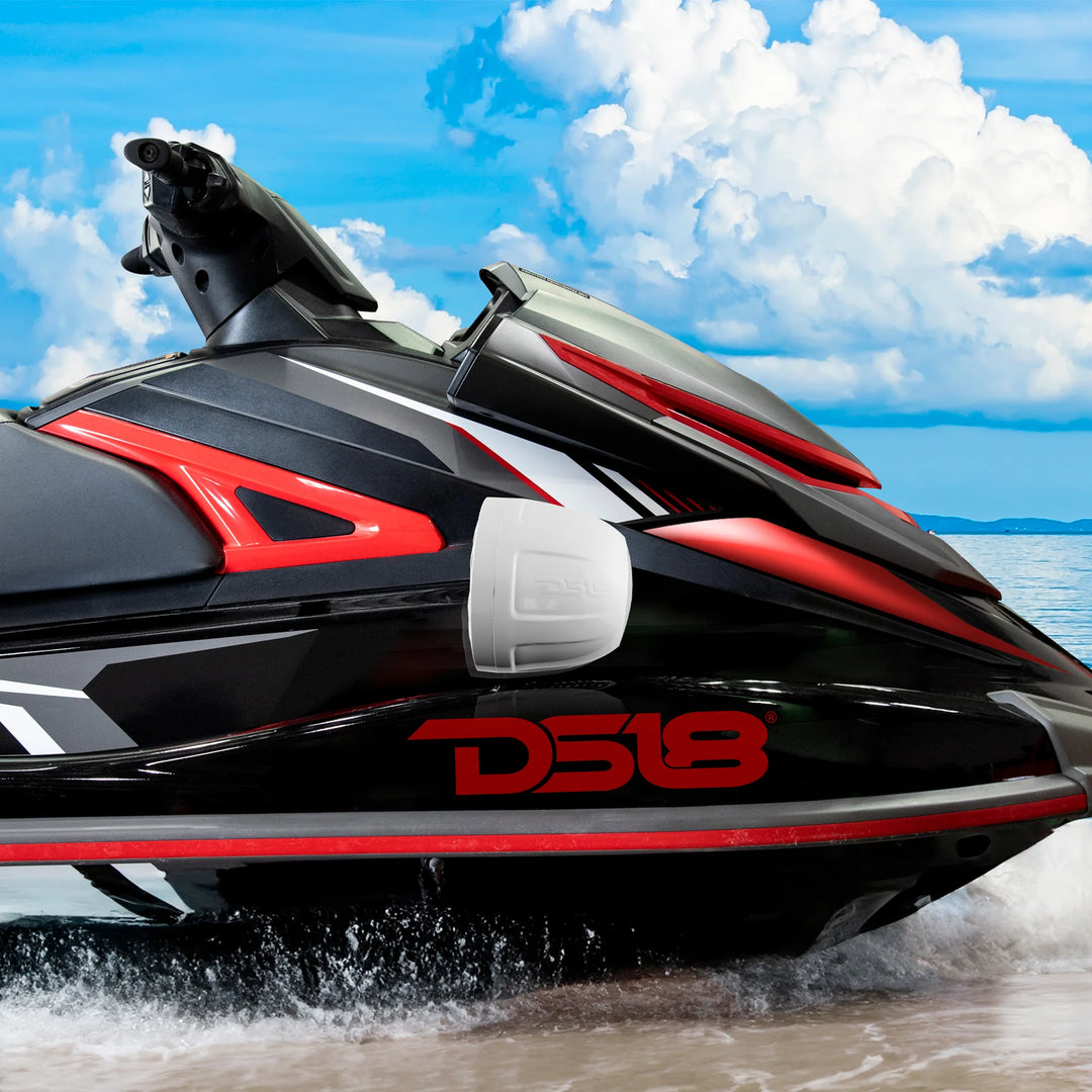 DS18 Jet Ski Audio Package - 2x 6.5" Tower Speakers with NXL-X360.2D 2-Channel Amp, Wiring Kit, RGB LED Controller and Bluetooth Receiver