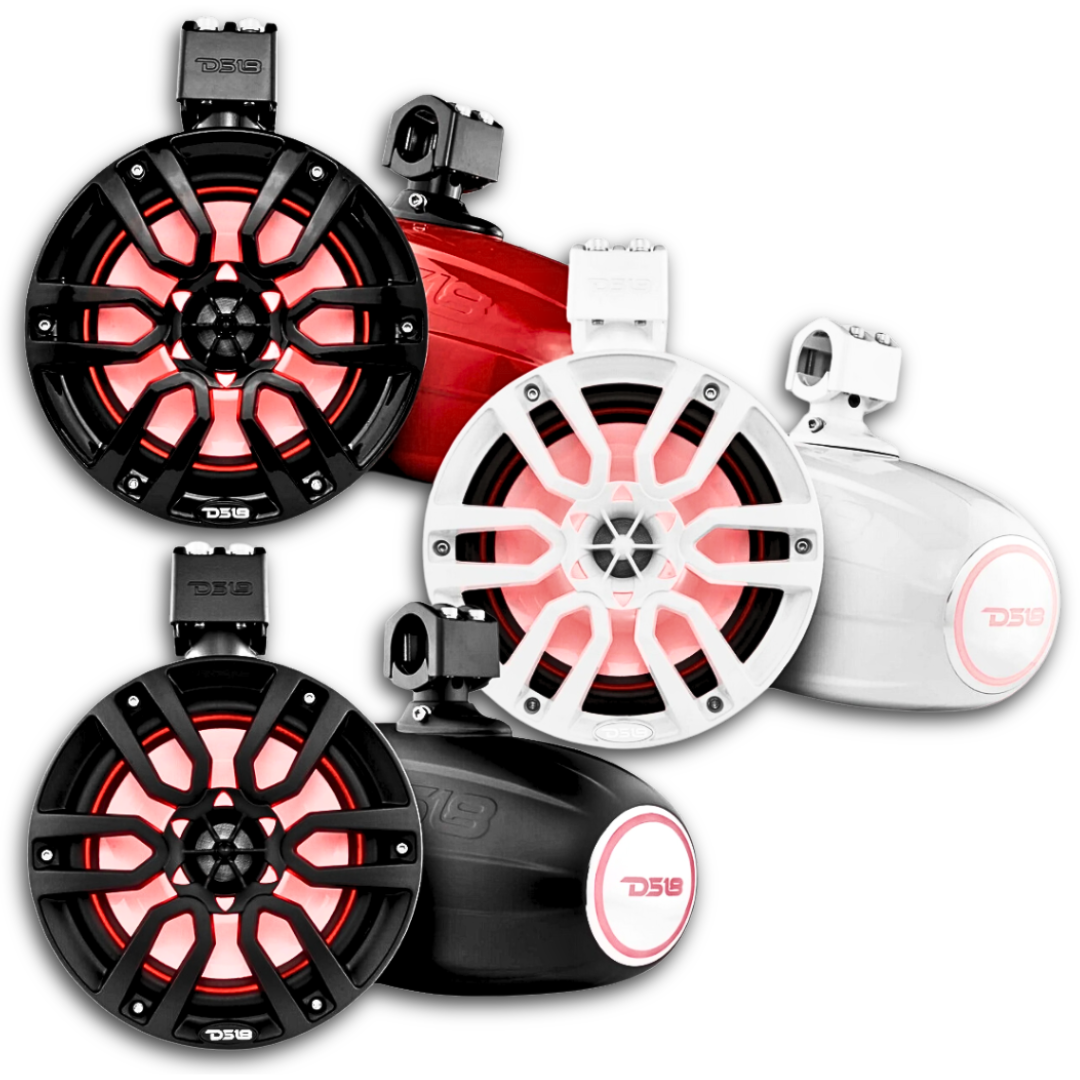 DS18 NXL-X6TP Cápsulas de altavoces tipo torre marina de 6,5" con luces LED RGB integradas - 100 vatios Rms 4 ohmios