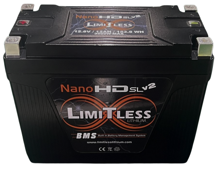 Limitless NSL-12AHv2 Lithium Battery with Maintainer for Motorcycles & Powersports - 2,500 - 3,000 Watts Rms | 12Ah