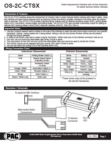 Pac-Audio OS-2C-CTSX Radio Replacement Interface Module for Select 2003-2007 Cadillac Vehicles
