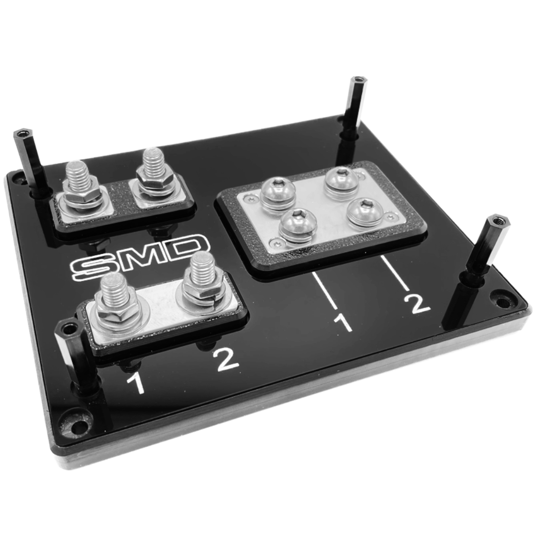 SMD 2 Slot ANL Fuse & Distribution Block with Polished Aluminum Hardware and Clear Acrylic Cover - Made In the USA