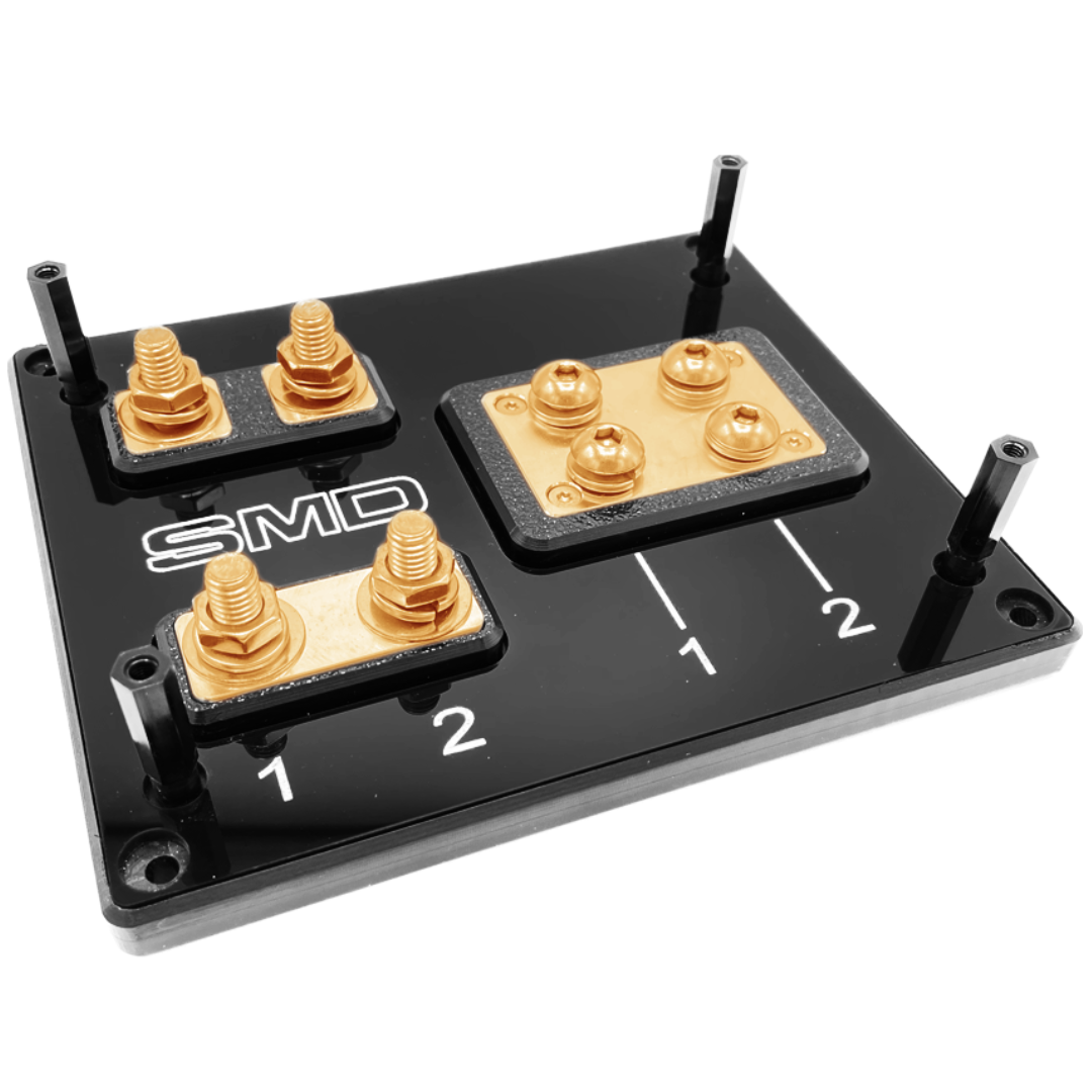 SMD 2 Slot ANL Fuse & Distribution Block with 100% Oxygen-free Copper Hardware and Clear Acrylic Cover - Made In the USA