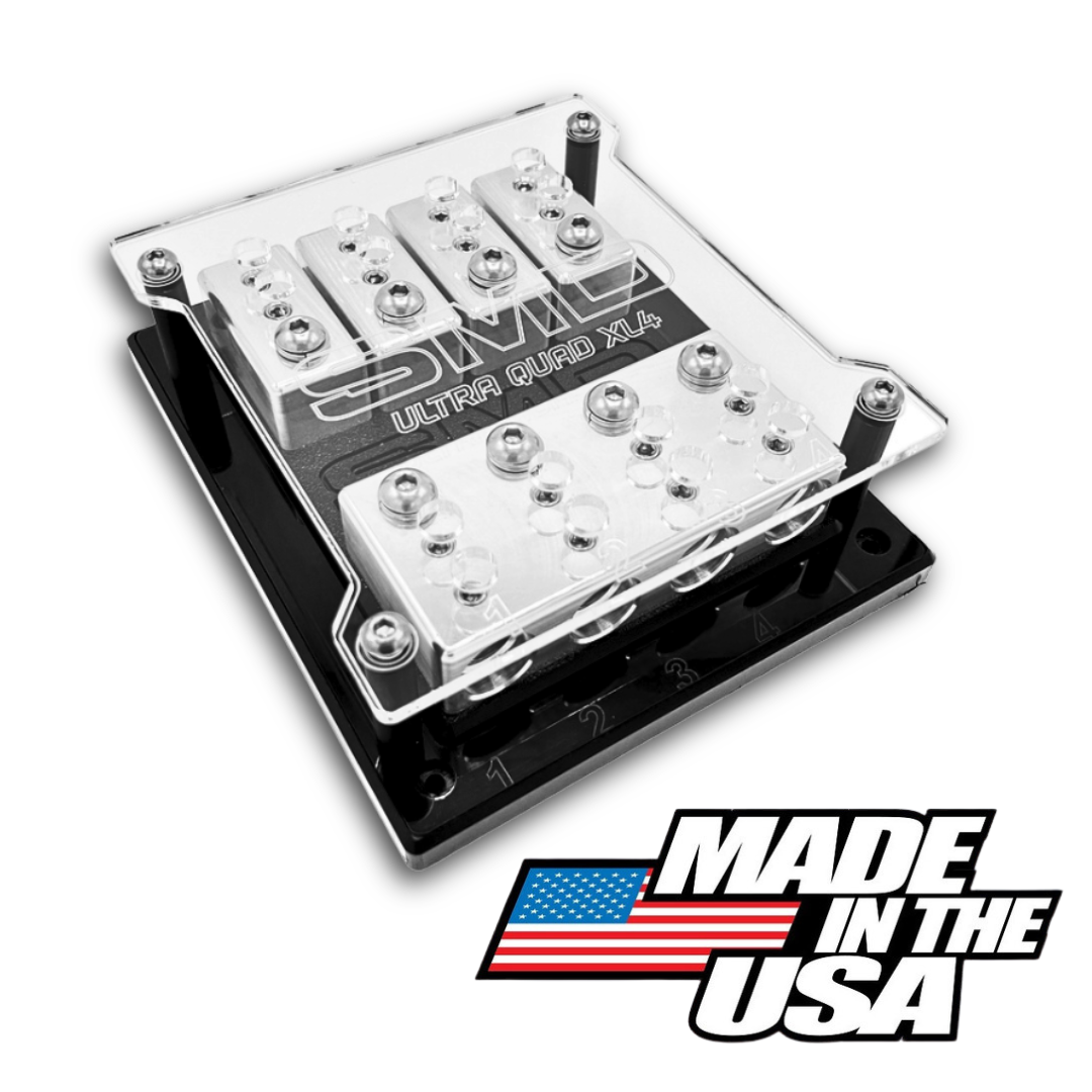 SMD Ultra Quad XL 4 Spot Fuse Block - Stainless Steel and Aluminum Hardware