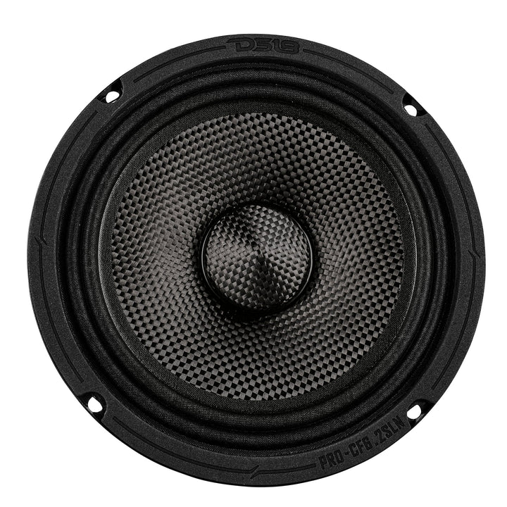 DS18 PRO-CF6.4SLN 6.5" Shallow Mount Mid-Range Loudspeaker with Carbon Fiber Cone and Neodymium Magnet - 150 Watts Rms 4-ohm