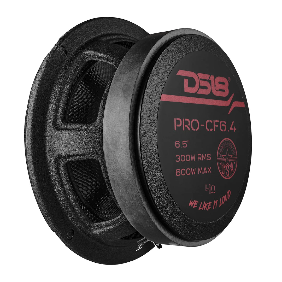 DS18 PRO-CF6.4 6.5" Mid-Range Loudspeaker with Carbon Fiber Cone and 1.75" Voice Coil - 300 Watts Rms 4-ohm